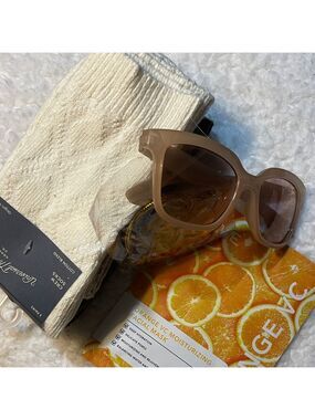 Universal Threads Elegant Cream Knit Socks Women mask sunglasses and ornament.